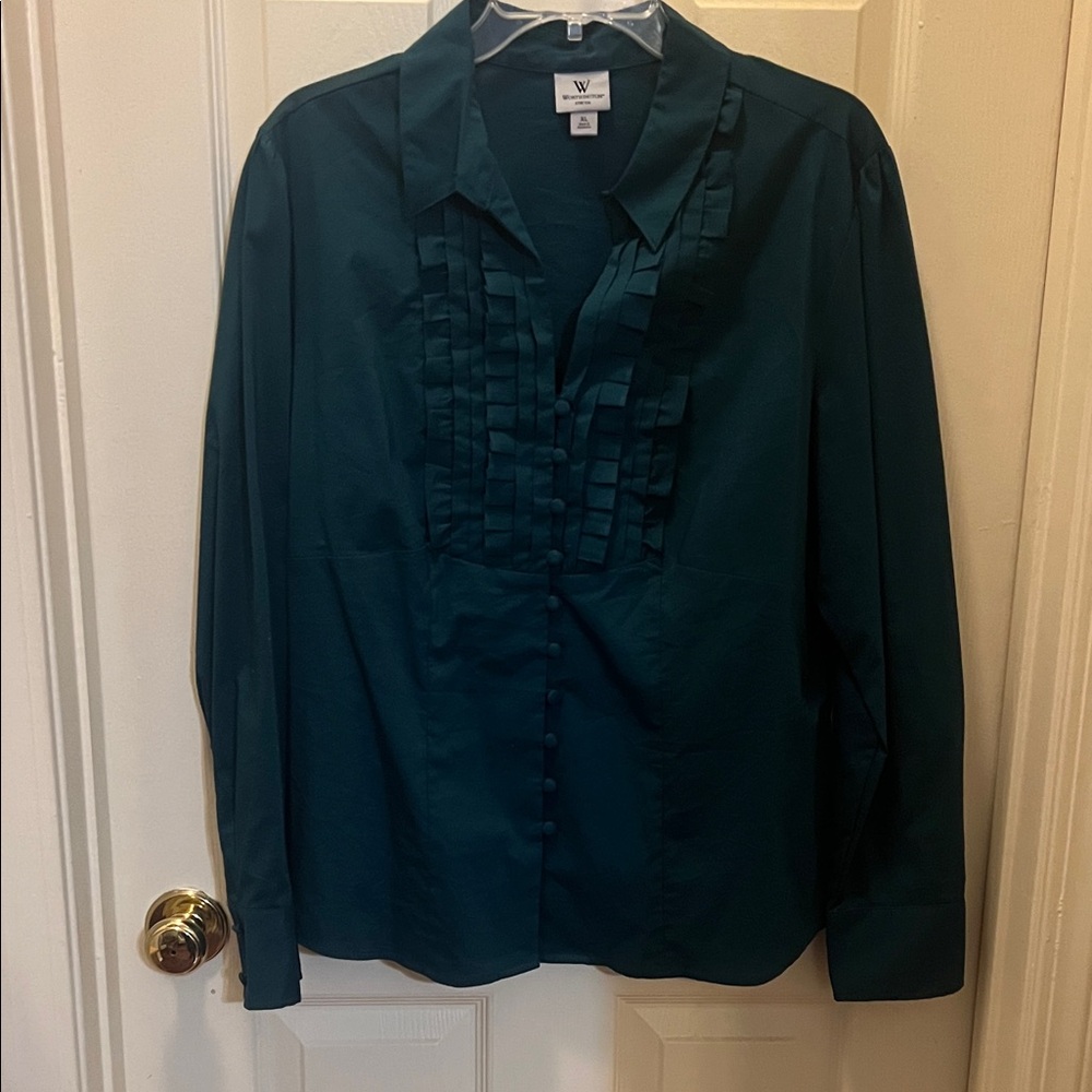 Worthington Dark Teal Stretch Blouse